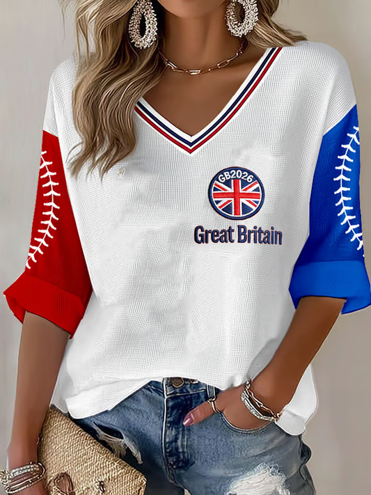 Women's Britain Baseball Peinted Waffle T-shirt