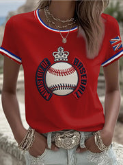 Women's Britain Baseball Peinted short-sleeved T-shirt