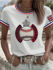 Women's Britain Baseball Peinted short-sleeved T-shirt