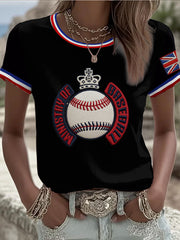 Women's Britain Baseball Peinted short-sleeved T-shirt