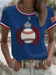 Women's Britain Baseball Peinted short-sleeved T-shirt