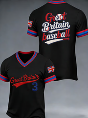 Men's Britain Baseball Peinted V-neck T-shirt