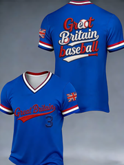 Men's Britain Baseball Peinted V-neck T-shirt