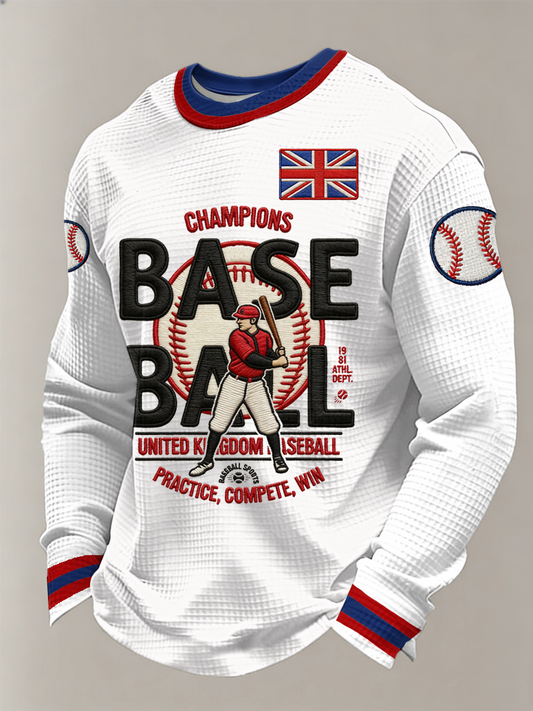 Men's Britain Baseball Peinted Waffle Long Sleeve Top