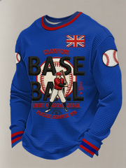 Men's Britain Baseball Peinted Waffle Long Sleeve Top