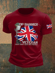 Men's  British Veteran Imitation Cotton Short-Sleeved Printed T-shirt