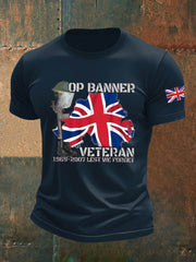 Men's  British Veteran Imitation Cotton Short-Sleeved Printed T-shirt