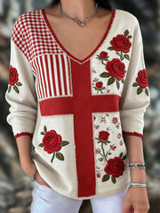 Women's England Rugby Roses Lover Printed T-shirt