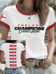 Women's England Rugby Roses Lover Printed T-shirt