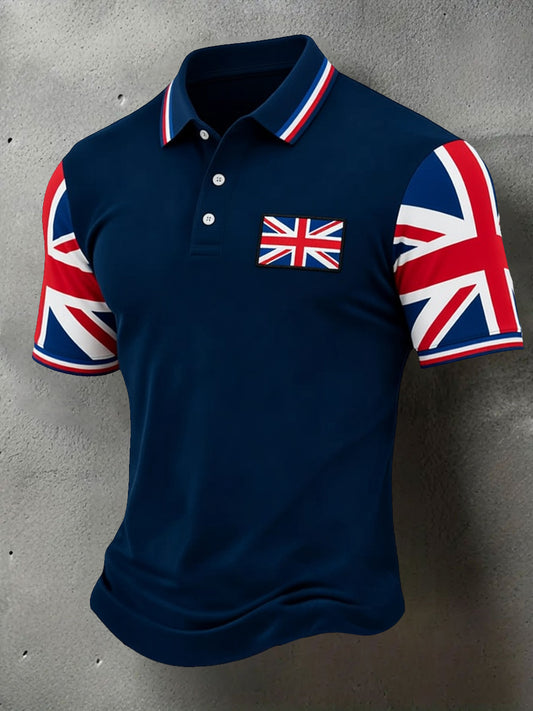 Men's Proud British UK Flag Print Casual Polo