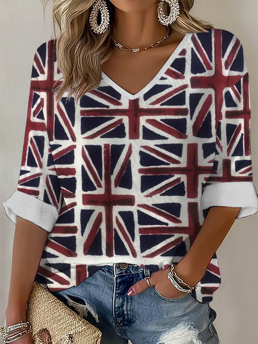Women's UK Flag Printed Waffle T-shirt
