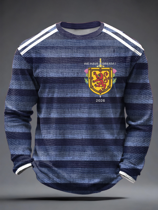 Men's UK Football Lover Scotland Printed Waffle Long Sleeve T-Shirt