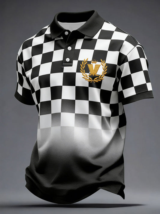 Men's 2 Rude Music Lover Checkerboard Printed Casual Tops