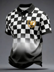 Men's 2 Rude Music Lover Checkerboard Printed Casual Tops