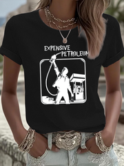 Women's expensive petroleum Iron On Short Sleeve T-Shirt
