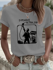 Women's expensive petroleum Iron On Short Sleeve T-Shirt