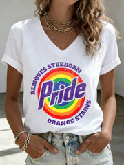Women's Pride Month LGBTQ Print V-Neck Short Sleeve T-Shirt