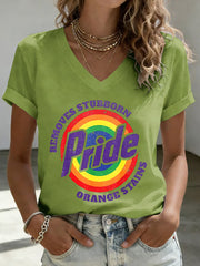 Women's Pride Month LGBTQ Print V-Neck Short Sleeve T-Shirt