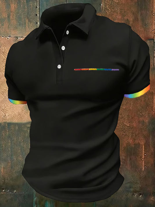 Men's Pride Month Rainbow-Print Casual Short Sleeve Top
