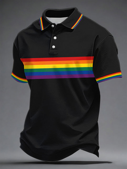 Men's Rainbow Stripe Art Print Casual Top