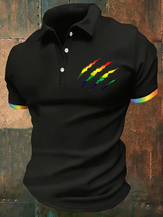 Men's Pride Month Rainbow-Print Casual Short Sleeve Top