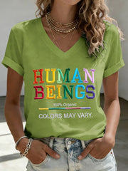 Women's Pride Month Retro Human Beings 100% Organic Colors May Vary  Short Sleeve T-Shirt