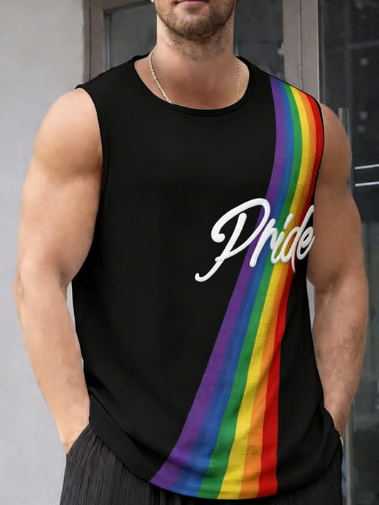 Men's Pride Month Rainbow Print Tank Top