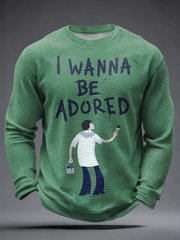 Men's Lemon Roses Music Lover Printed Waffle Long Sleeve T-Shirt