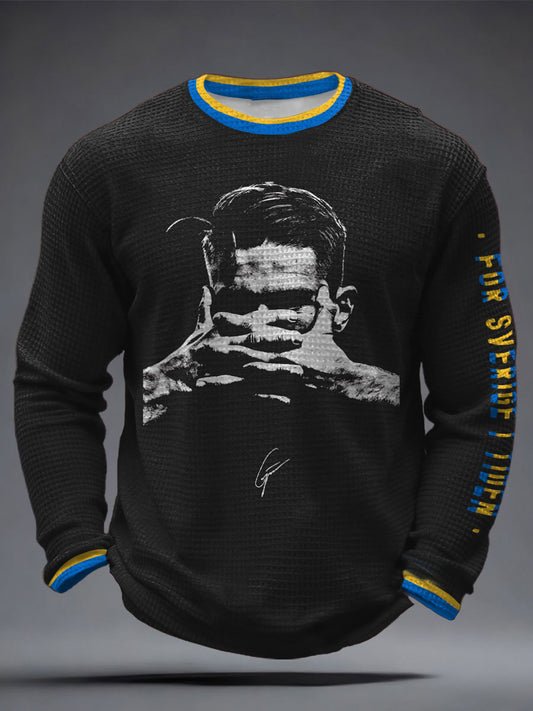 Men's Sweden Football Lover Printed Waffle Tops