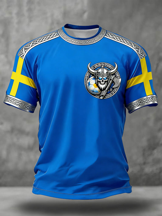 Men's Sweden Football Lover Printed T-shirt