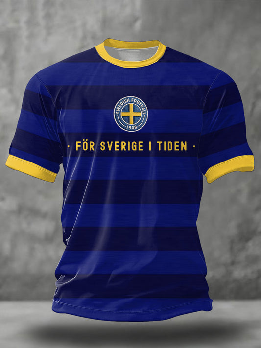 Men's Sweden Football Lover Printed T-shirt