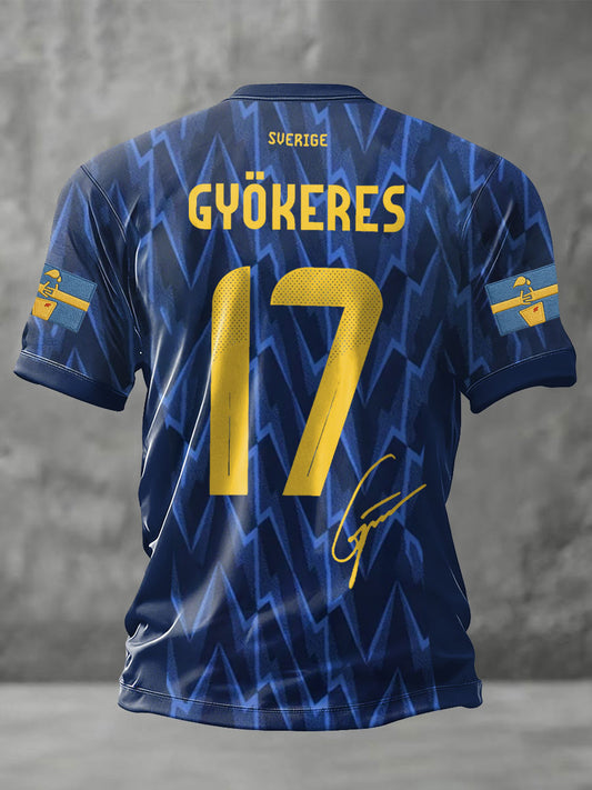 Men's Sweden Football Lover Printed T-shirt