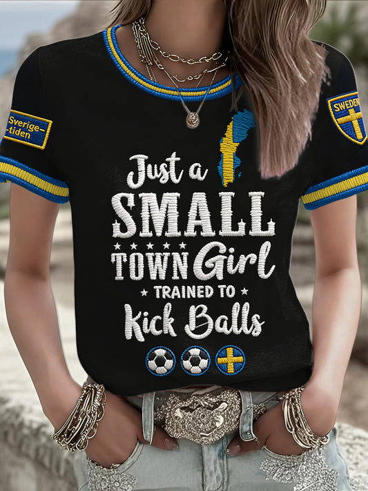 Women's Sweden Football Lover Printed T-shirt