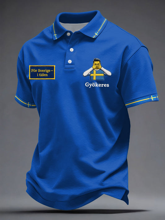 Men's Sweden Football Lover Printed Casual Tops