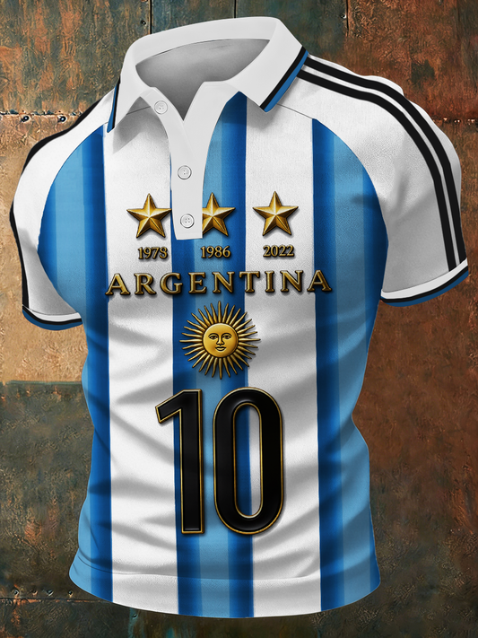 Men's Argentine Football Three Buttons Shirt