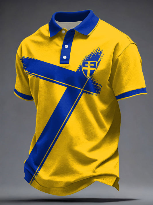 Men's Sweden Football Lover Printed Casual Tops