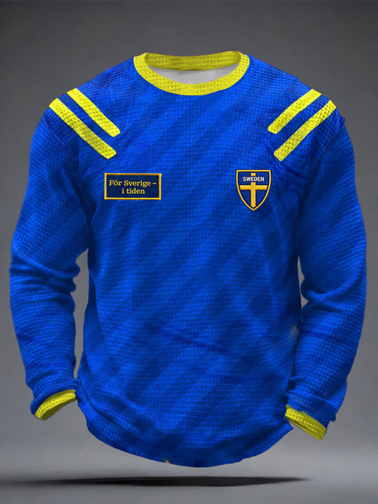 Men's Sweden Football Lover Printed Waffle Tops