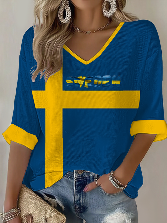 Women's Swedish flag Waffle T-shirt