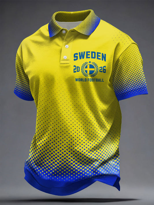 Men's Sweden Football Lover Printed Casual Tops