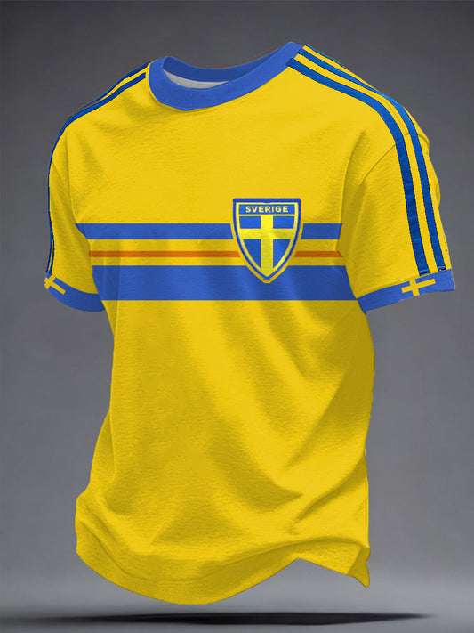 Men's Sweden Football Lover Printed T-shirt