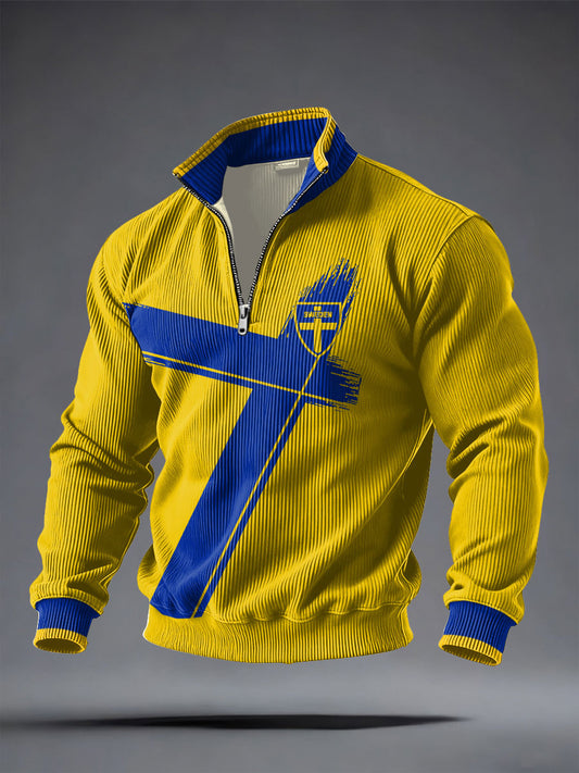 Men's Sweden Football Lover Printed Zip-Up Sweatshirt