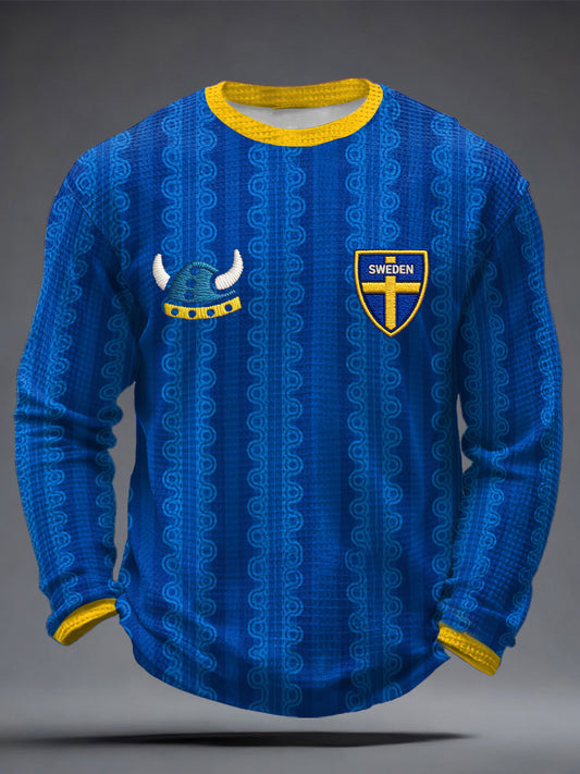 Men's Sweden Football Lover Printed Waffle Tops