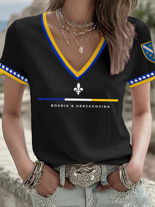 Women's Bosnia Football Lover ZMAJEVI Printed T-shirt