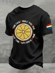 Men's Lemon Roses Music Lover Printed imitation cotton short-sleeved T-shirt