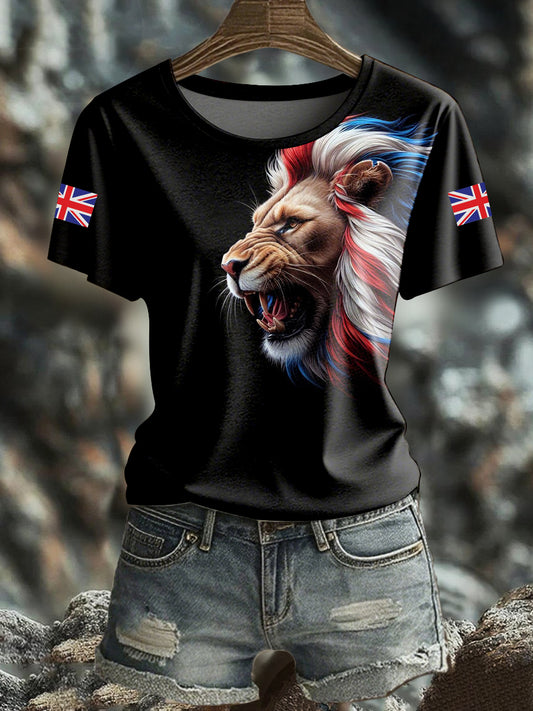 Women's Vintage British Lion Printed T-shirt