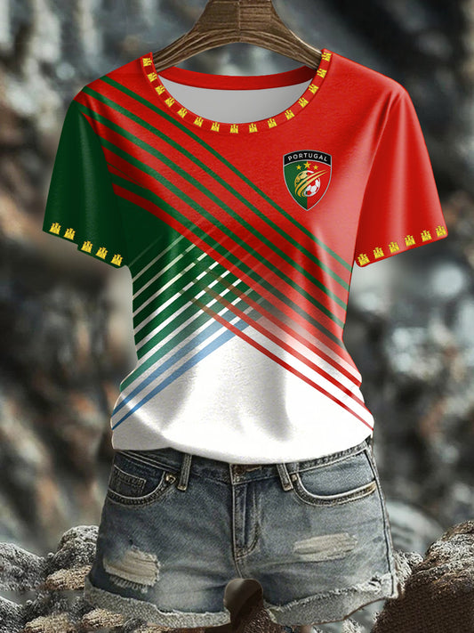 Women's Portuguese Soccer Printed T-shirt