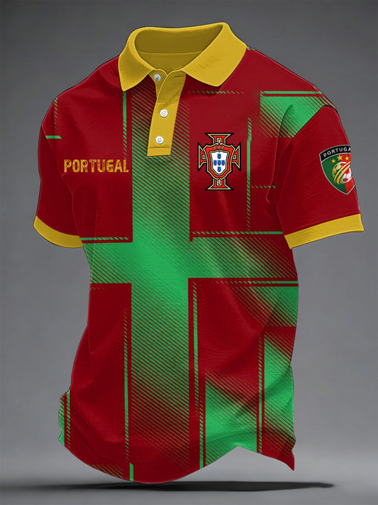 Men's Portuguese Soccer Print Casual Top