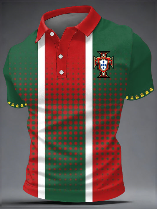 Men's Portuguese Soccer Print Casual Top