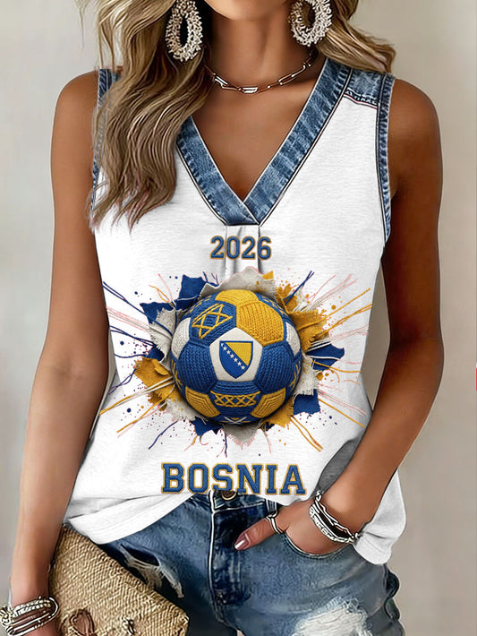 Women's  Bosnia Football Lover ZMAJEVI Printed Vest