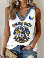 Women's  Bosnia Football Lover ZMAJEVI Printed Vest